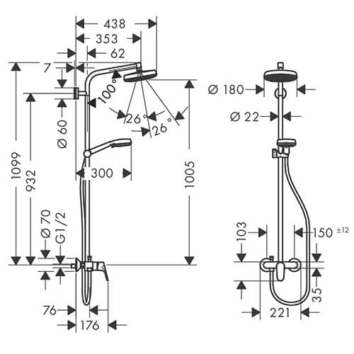 Душевая стойка Crometta Hansgrohe 27266400