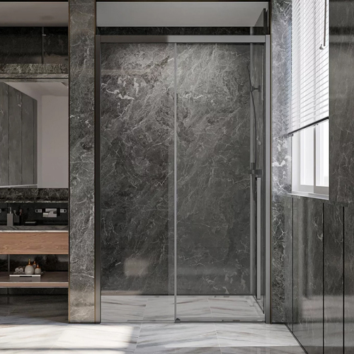 Душевая дверь в нишу Veconi Premium Trento PTD30-GR 120 профиль графит брашированный, стекло прозрачное