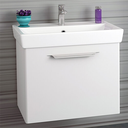 Тумба 700 1ящ + Раковина Q70 Белый мат Lande DIBORG