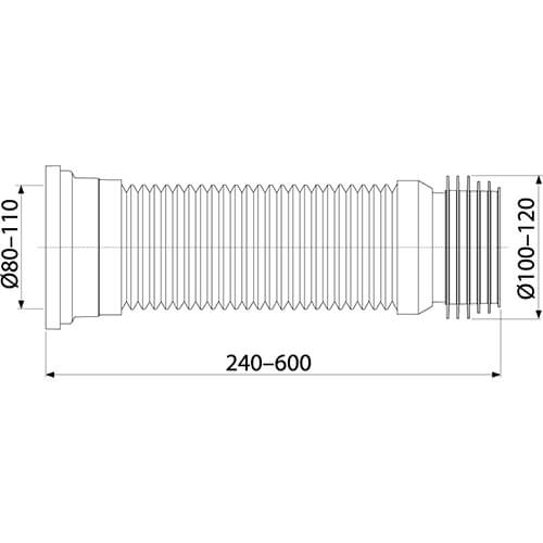 Гофра для унитаза 285-625 Alcaplast A97