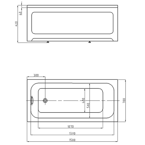 Акриловая ванна Aquatek Мия 150x70 белая, без каркаса