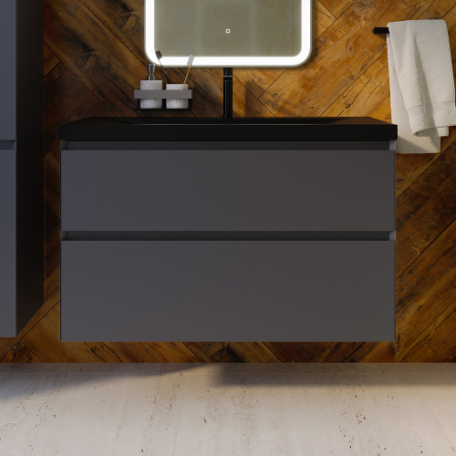 Тумба с раковиной AVS Гармония 100 антрацит матовая (раковина 02 черная матовая) Тумба с раковиной AVS Гармония 100 антрацит матовая (раковина 02 черная матовая)