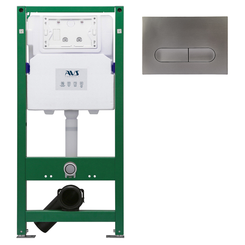 Комплект AVS 2в1: Инсталляция для унитаза 809-0006-7732C + Клавиша смыва 809-0015-GM оружейная сталь