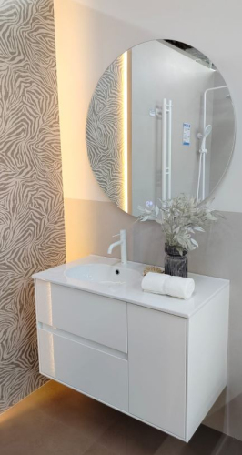 Тумба 900 подвес 2ящ+1 дв + Раковина 03 Эмаль Белый гл ВЕРНИСАЖ AVS