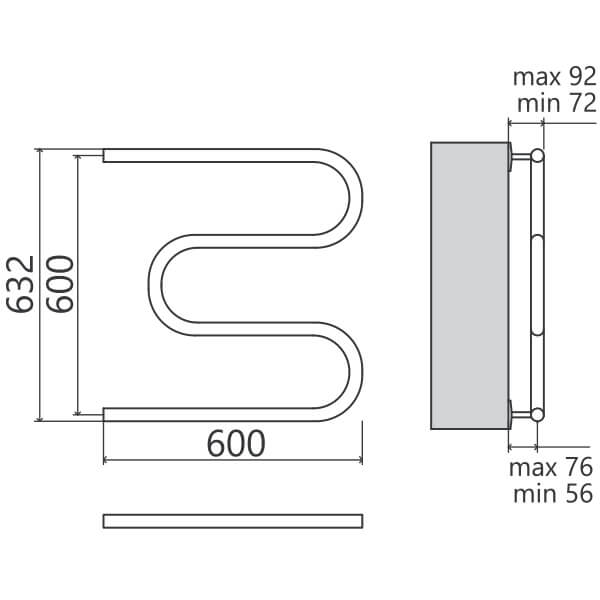 Полотенцесушитель водяной Terminus М-образный 60х60 хром