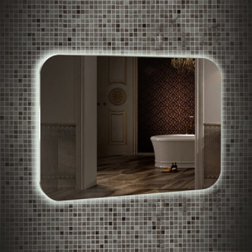 Зеркало с подсветкой AVS Каспий 80х55 см, часы