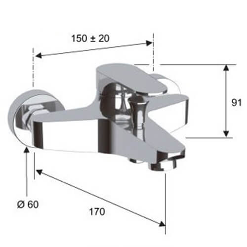 Смеситель для ванны и душа Remer Class line L05 хром