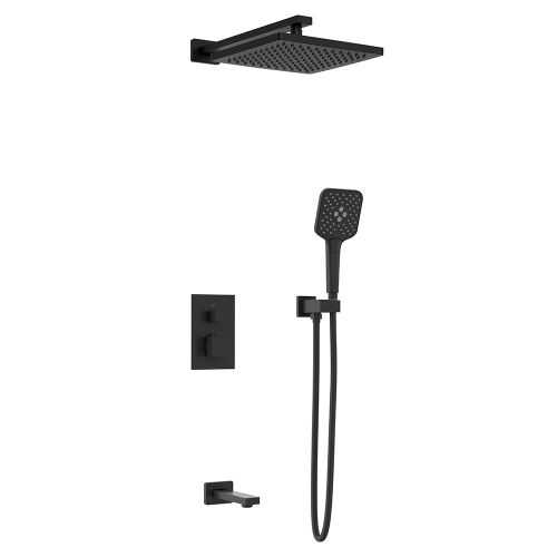 Душевой комплект AVS Termo 4в1 квадратный, черный матовый