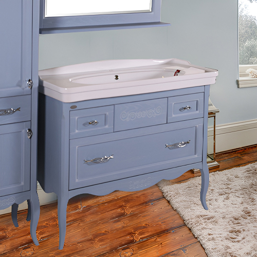 Тумба с раковиной ASB Wood Line Модерн 105 рошфор, белая патина