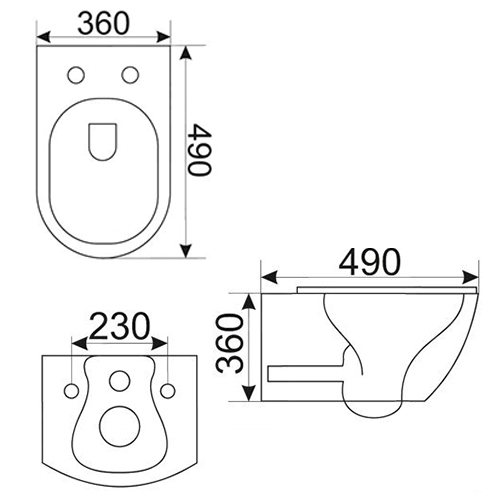 Унитаз безободковый CeramaLux TR 2196-18