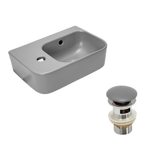 Рукомойник AVS Грэйс 37x25 R, цементно-серый матовый с донным клапаном