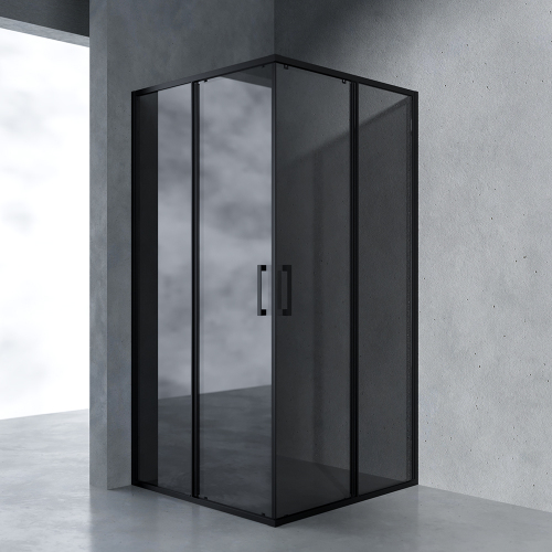 Душевой уголок AVS Куб Лайт 100x100 профиль черный матовый, стекло черное