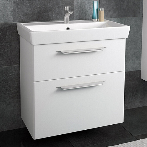 Тумба 700 2ящ + Раковина Q70 Белый мат Lande DIBORG