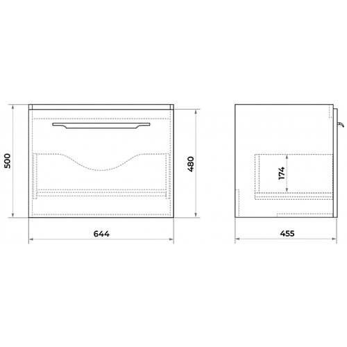 Тумба 700 1ящ + Раковина Q70 Белый мат Lande DIBORG