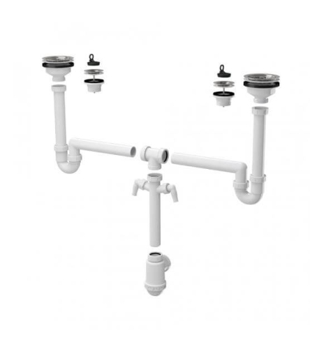 Сифон для сдвоенной мойки ALCAPLAST A448P-DN50/40 Сифон для сдвоенной мойки ALCAPLAST A448P-DN50/40