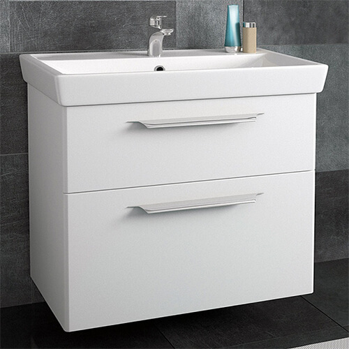 Тумба 800 2 ящ + Раковина Q80 Белый мат Lande DIBORG