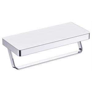 Полка AVS Bishop, 20 см, хром/белый, с полотенцедержателем Полка AVS Bishop, 20 см, хром/белый, с полотенцедержателем