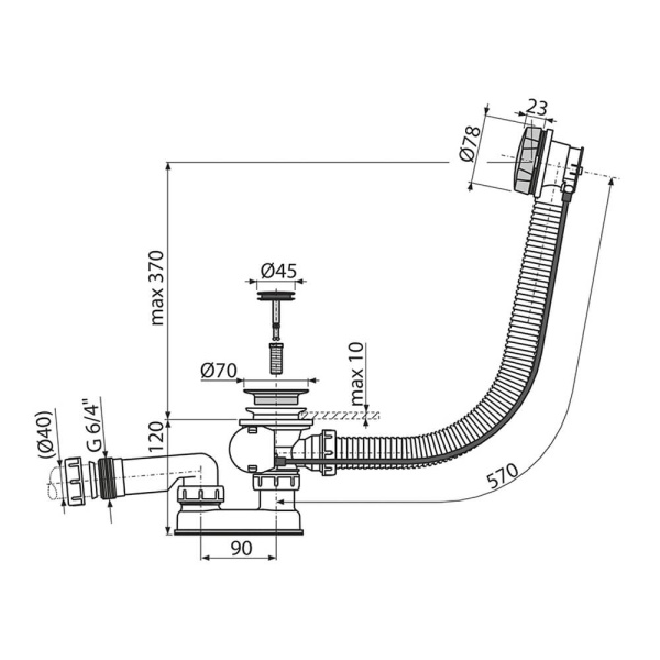 Слив-перелив Alcaplast AG210125160 Слив-перелив Alcaplast AG210125160