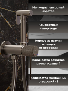 Гигиенический душ со смесителем AVS Seeme оружейная сталь Гигиенический душ со смесителем AVS Seeme оружейная сталь