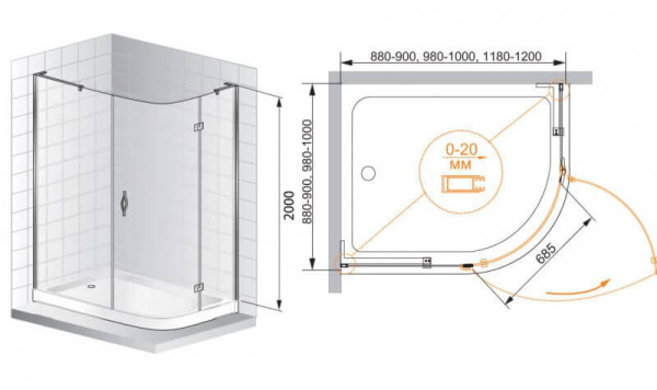 Душевой уголок Cezares Bergamo BERGAMO-W-RH-1-120/100-ARCO-C-Cr-R-IV 120x100 профиль хром, прозрачное стекло Душевой уголок Cezares Bergamo BERGAMO-W-RH-1-120/100-ARCO-C-Cr-R-IV 120x100 профиль хром, прозрачное стекло