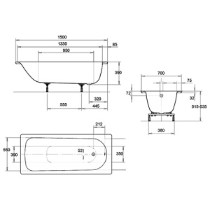 Стальная ванна 150х70 Eurowa KALDEWEI 119612030001 Стальная ванна 150х70 Eurowa KALDEWEI 119612030001