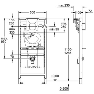 Система инсталляции для писсуаров 113см Rapid SL GROHE Система инсталляции для писсуаров 113см Rapid SL GROHE