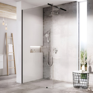 GW9WG0300Z1+GWD010003019 Душ ограждение ST Walk-In Wall 1200 x 2000 черный + транспарент+кронш RAVAK