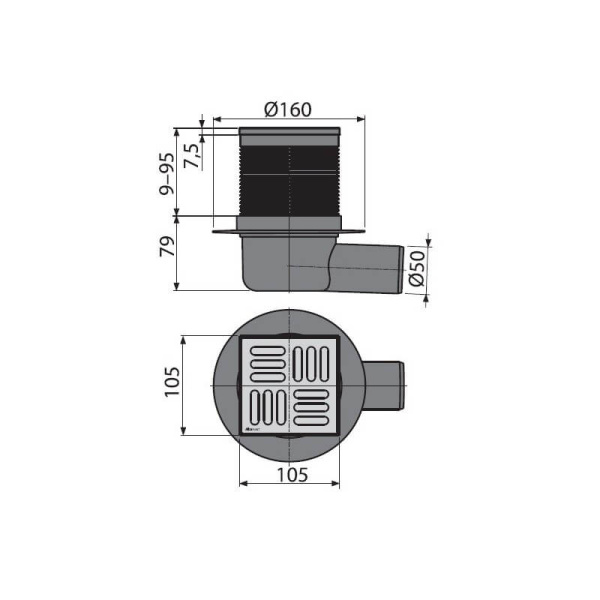 Трап 105x105x50 гидрозатвор Alcaplast APV31 Трап 105x105x50 гидрозатвор Alcaplast APV31