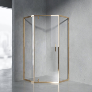 Душевой уголок AVS Трапеция Слим 100x100 профиль золото, стекло прозрачное