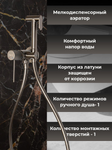 Гигиенический душ со смесителем AVS Pulse оружейная сталь Гигиенический душ со смесителем AVS Pulse оружейная сталь