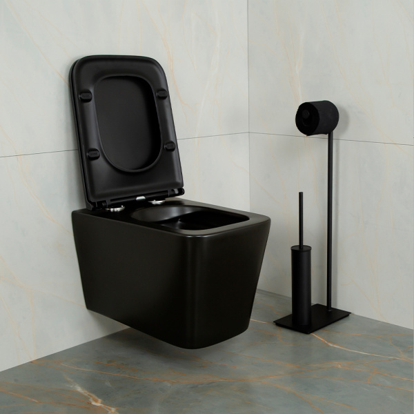 Унитаз подвесной AVS Куб безободковый, черный матовый