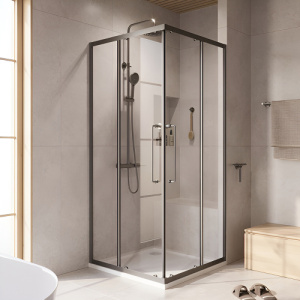 Душевой уголок Cezares Relax RELAX-304-A-2-100-C-GM 100х100 профиль оружейная сталь, прозрачное стекло