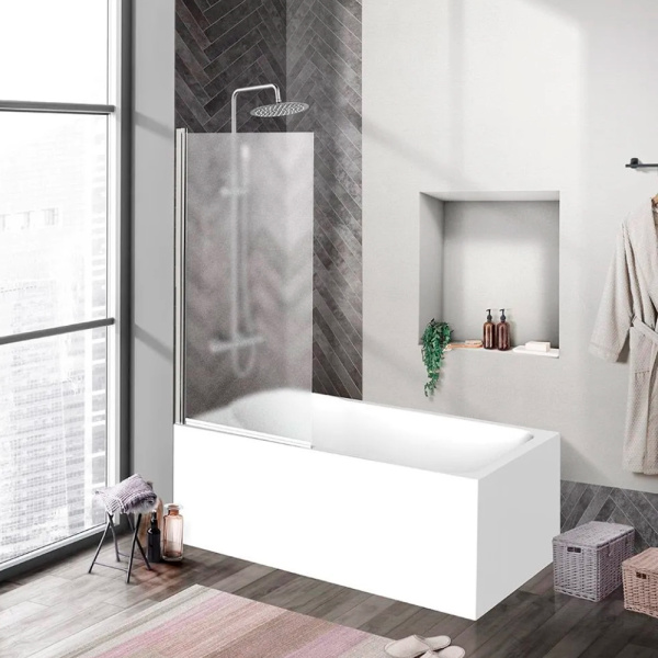 Шторка на ванну BelBagno Uno UNO-V-1-90/150-P-Cr 90 профиль хром, рифленое стекло