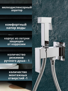 Гигиенический душ со смесителем AVS Cube хром Гигиенический душ со смесителем AVS Cube хром