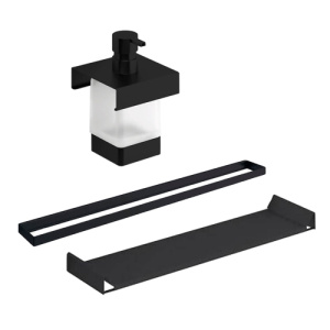 Комплект: Рейлинг 600мм+Модуль полочки+Модуль дозатора+2Модуль стакана ЧЕРНЫЙ INDA INDISSIMA BARRA