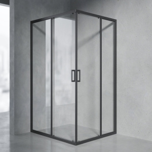 Душевой уголок AVS Слайдер Куб 100-110x100-110 профиль черный матовый, стекло прозрачное