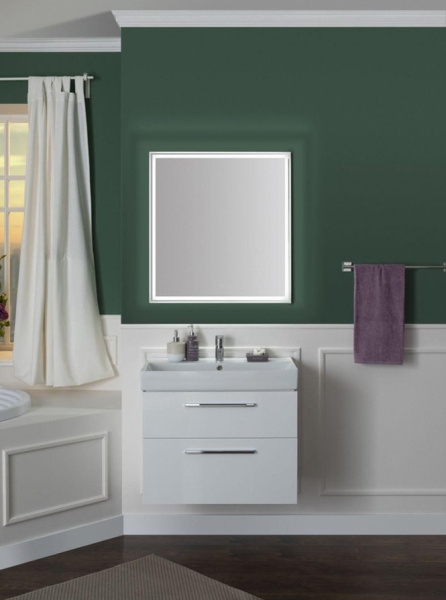 Тумба 750+Ручки 320 Хром+Раковина+Пенал+Ручки 192 Хром Белый гл Nova AQUANET