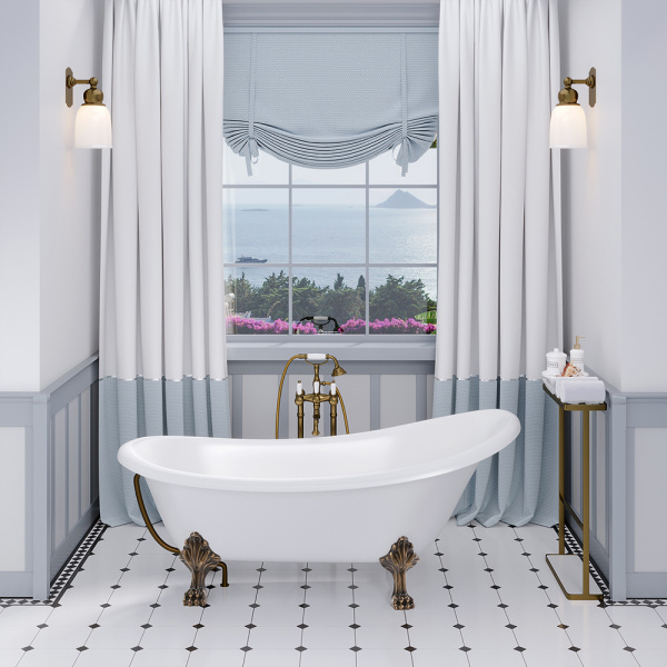 Ванна из искусственного камня Aqua de Marco Edelweiss 170x80 белая с ножками бронза Ванна из искусственного камня Aqua de Marco Edelweiss 170x80 белая с ножками бронза