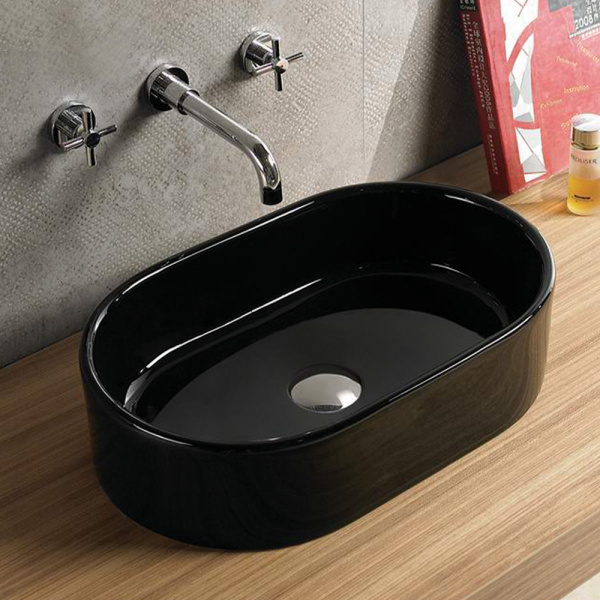 Раковина AVS 50x39 черная глянцевая с донным клапаном