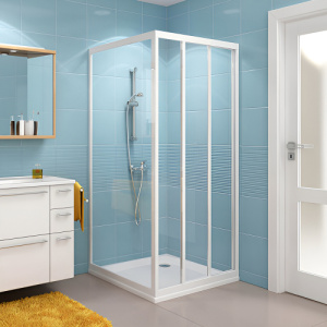 Душой уголок Ravak Supernova 100x80 профиль белый, стекло прозрачное