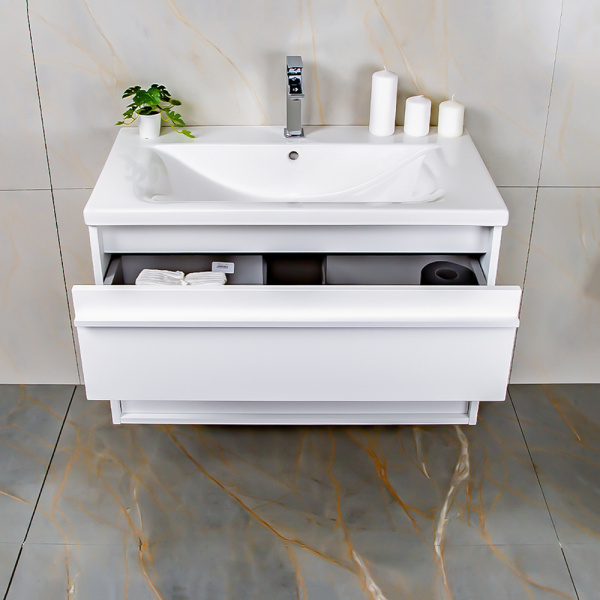 Тумба с раковиной AVS Графика 80 белая матовая с белой ручкой Тумба с раковиной AVS Графика 80 белая матовая с белой ручкой