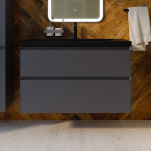 Тумба с раковиной AVS Гармония 100 антрацит матовая (раковина 02 черная матовая)