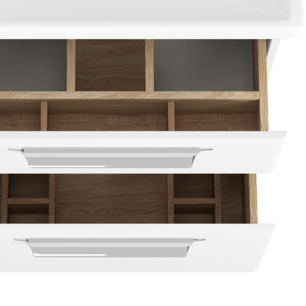 Тумба 1250 4ящ + Раковина Гармония Белый мат Lande DIBORG