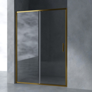 Душевая дверь в нишу AVS Вектор 140 см профиль брашированное золото, стекло прозрачное