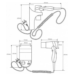 Фен с держателем Hotel Bemeta 945233054 Фен с держателем Hotel Bemeta 945233054