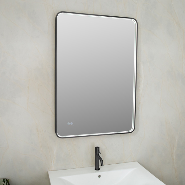 Зеркало с подсветкой AVS VI 70x100 см, антипар, черное матовое