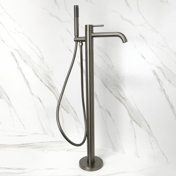 Смеситель для ванны с душем AVS Slimmer напольный, оружейная сталь
