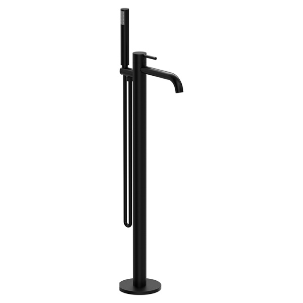 Смеситель для ванны с душем AVS Slimmer напольный, черный матовый