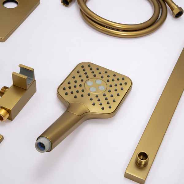 Душевой комплект AVS Luxury 3в1 квадратный, брашированное золото