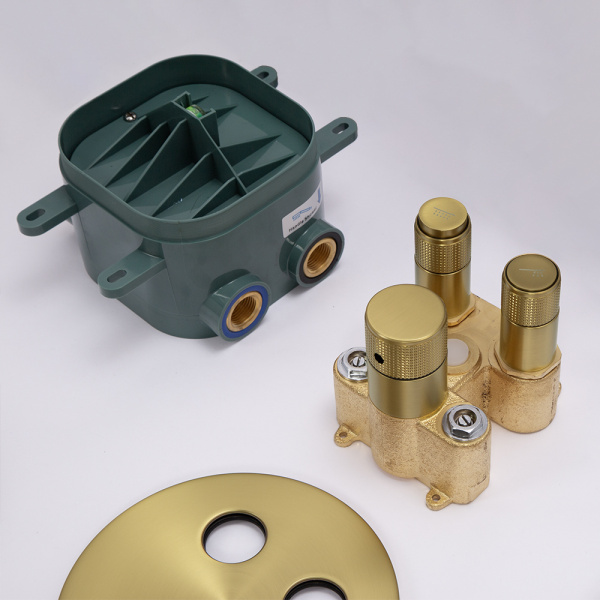 Душевой комплект AVS Luxury 3в1 круглый, брашированное золото